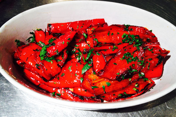 red peppers pan roasted with balsamic vinegar