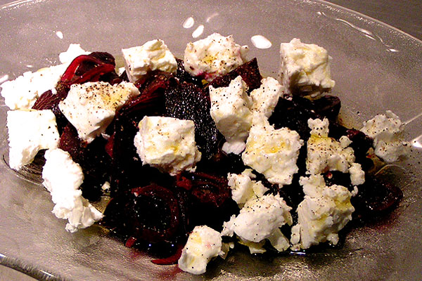 red beet salad with feta cheese