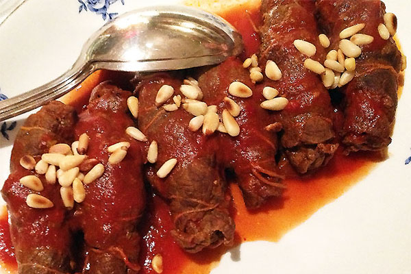 Rolled Beef with Raisins and Toasted Pine Nuts