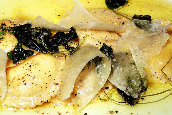 chèvre ravioli with sage and butter