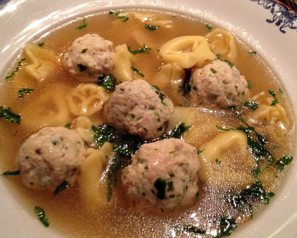 Chicken Soup with Chicken Meatballs and Tortellini