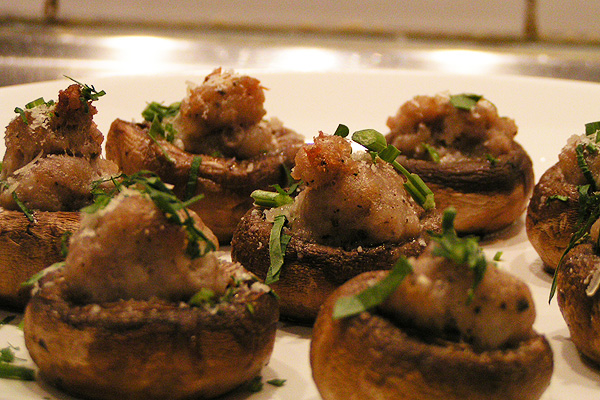 mushroom sausage canape