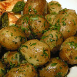 new potatoes, sauteed with butter, parsley and spring onions